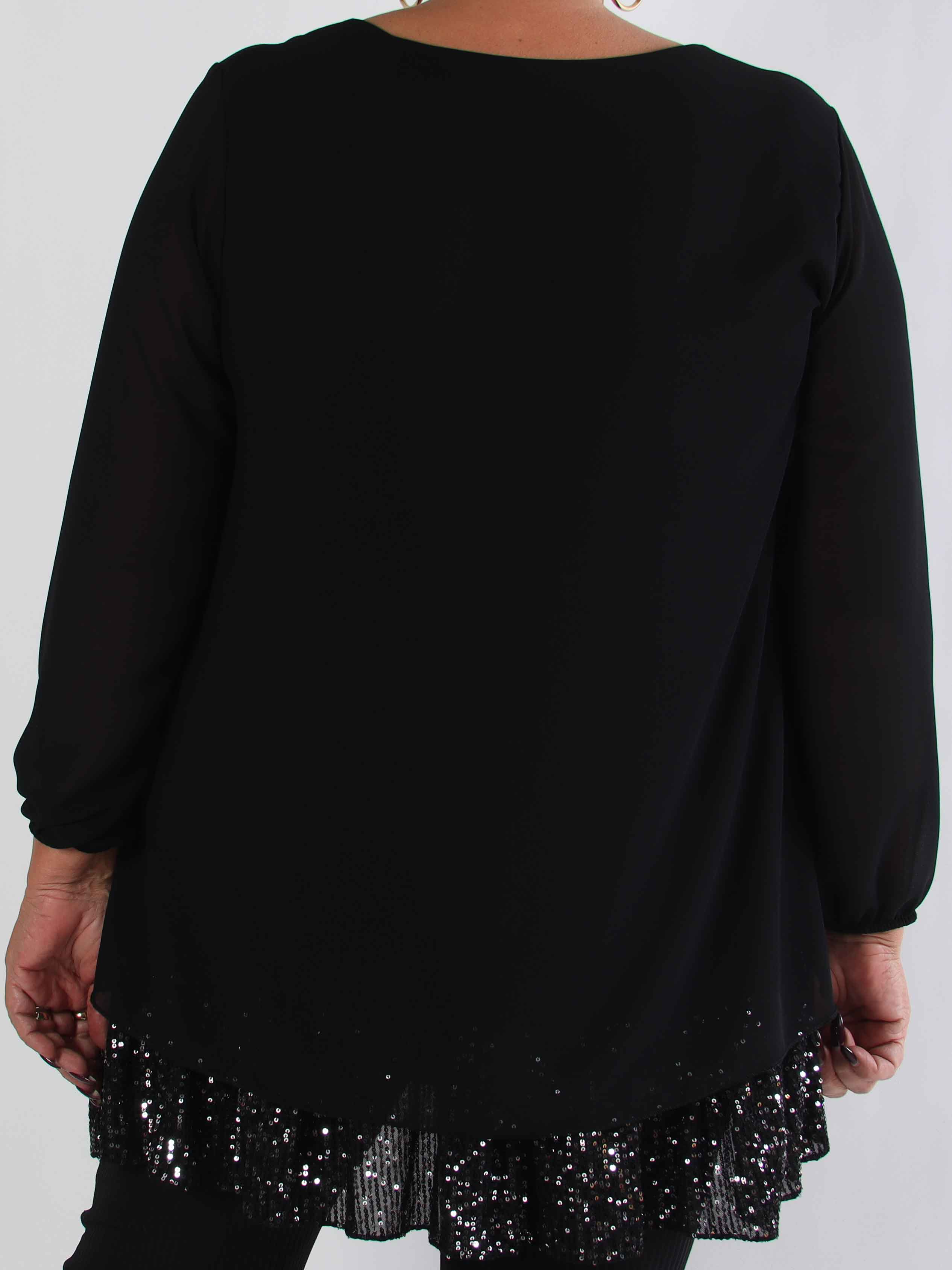 Kamilla - Festredo plus size tunikaklänning med chiffonglager och paljetter